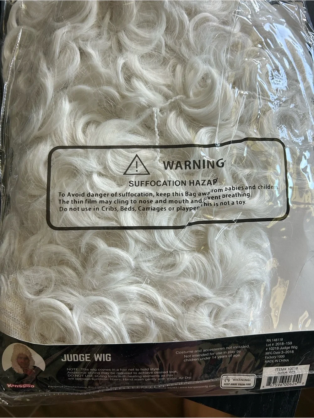 kangaROOS White Curly Judge Costume Wig